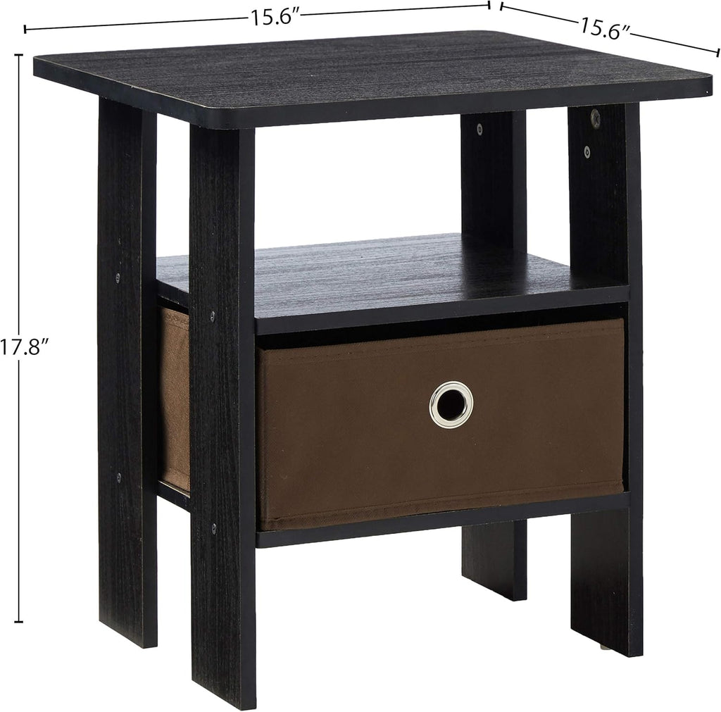 2-Pack Bin Drawer End Table Nightstand Z718
