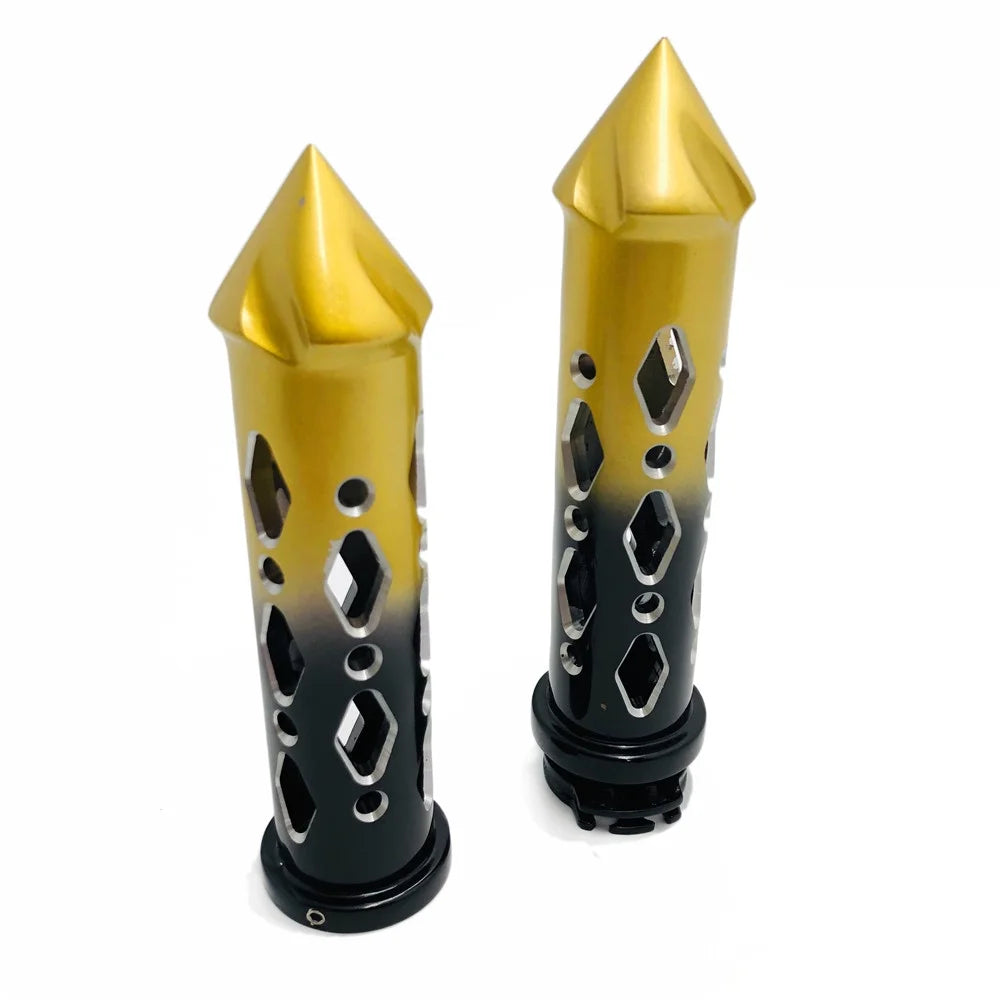 Black Gold 22mm Spike Motorcycle Hand Grips I141