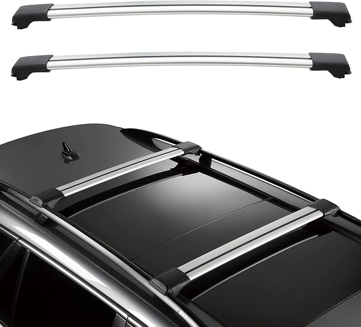 Aluminum Cross Bars for Car with Raised Side Rails, 150LBS Capacity, 52 Inches, Pack of 2 J662289