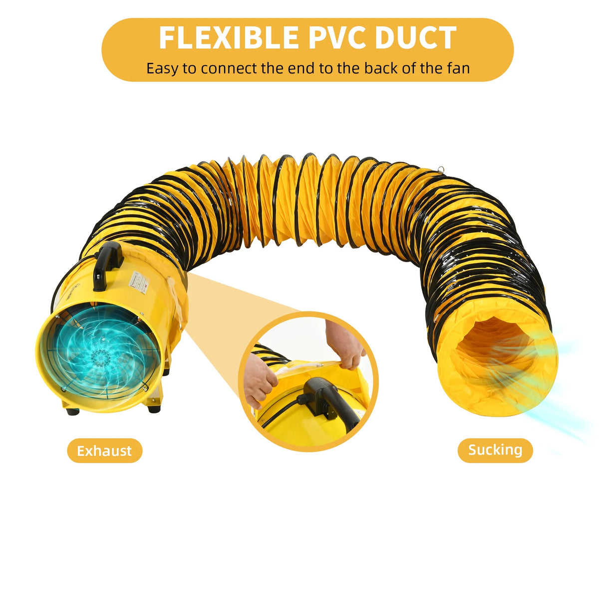 12" Utility Blower Extractor Fan with 16ft Duct Hose W20756