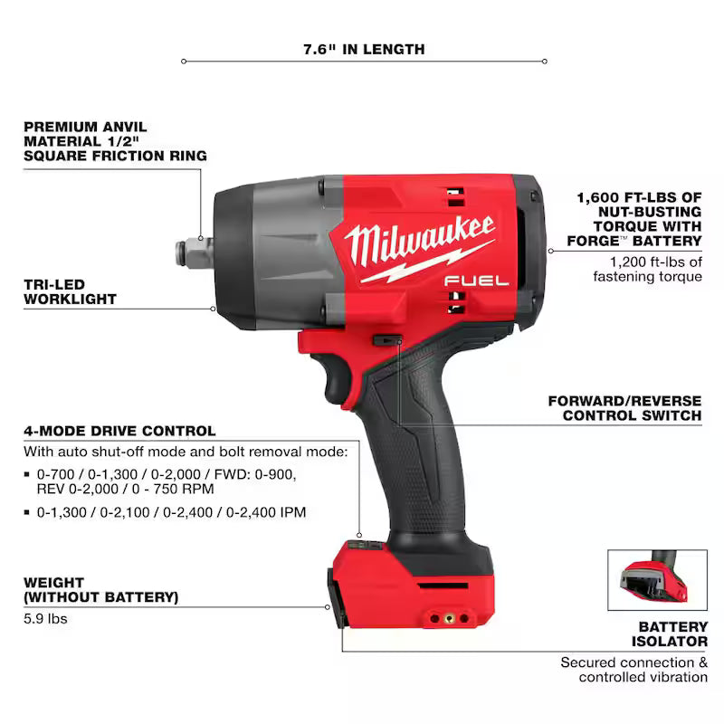 18V Lithium-Ion Brushless Cordless 1/2 in. Impact Wrench with Friction Ring and Brushless Grinder R616129