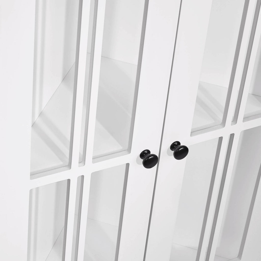 White Two Door Corner Cabinet V31505