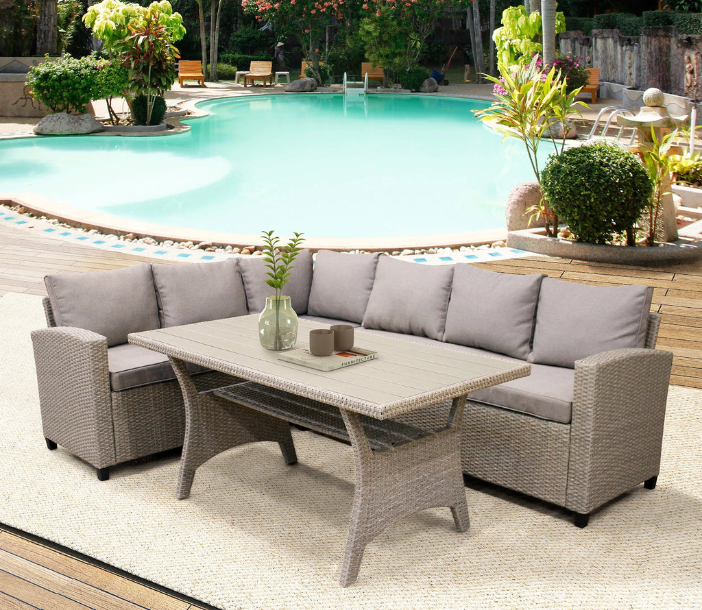 PE Rattan Wicker Sectional Sofa Set with Table T544