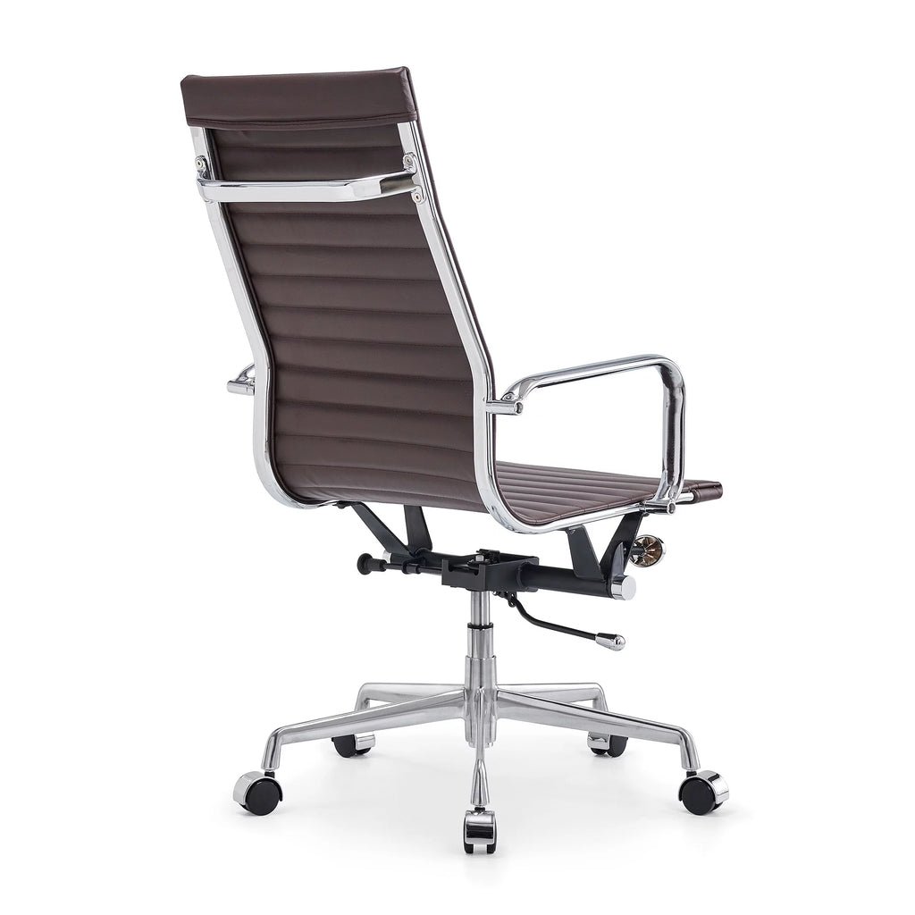 High Back Executive Office Chair with Armrest Adjustable Swivel Vegan Leather Brown Z734