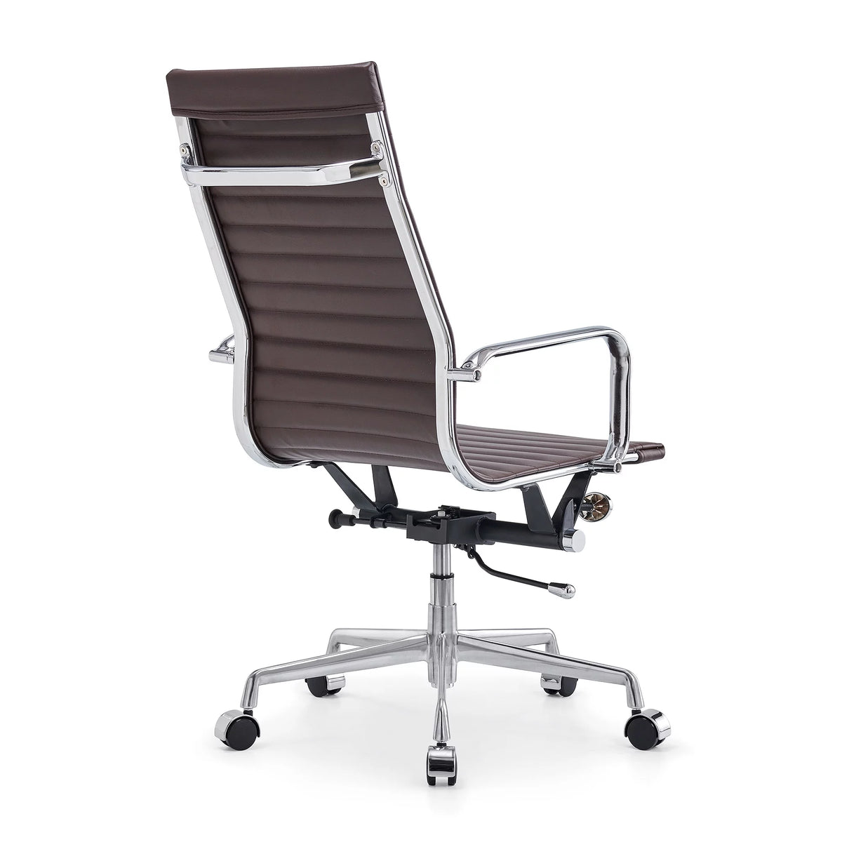 High Back Executive Office Chair with Armrest Adjustable Swivel Vegan Leather Brown Z734