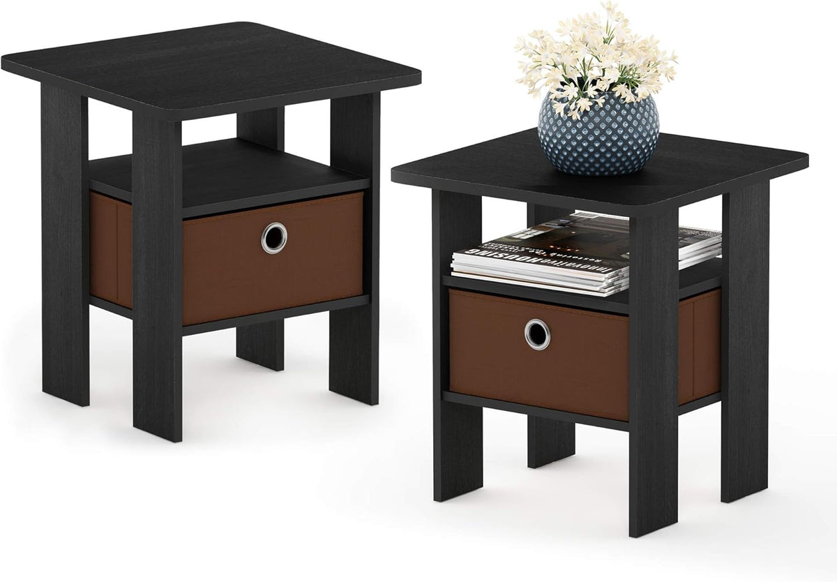 2-Pack Bin Drawer End Table Nightstand Z718