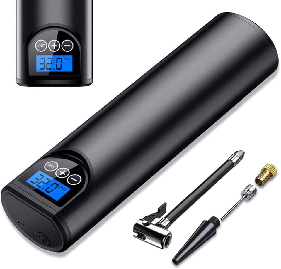 Portable Mini Tire Air Inflator Pump with Digital LCD and LED Light, 12V 150 PSI, 20 Litres/Min, Cordless, Black G9914