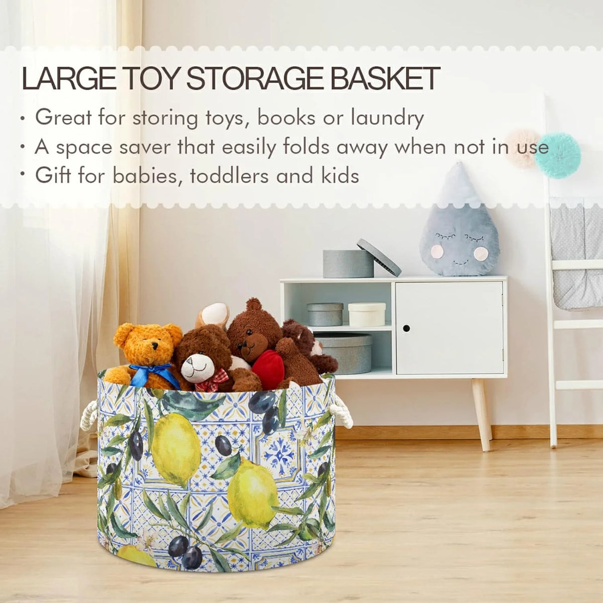Collapsible Storage Basket with Handle, 20x20x14 in Z124
