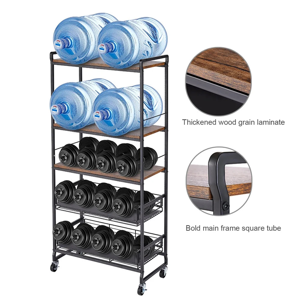 5 Tier Rolling Utility Trolley Cart with Sliding Drawers K693316