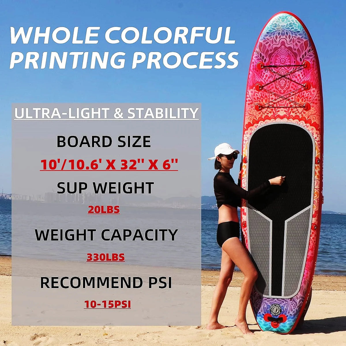 10ft Inflatable Stand up Paddle Board with Backpack Q3176
