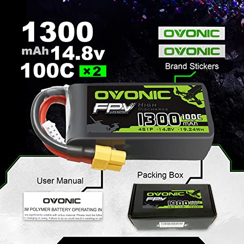 4s 1300mAh 100C 14.8V Lipo Battery with XT60 Connector 2 Packs C27522