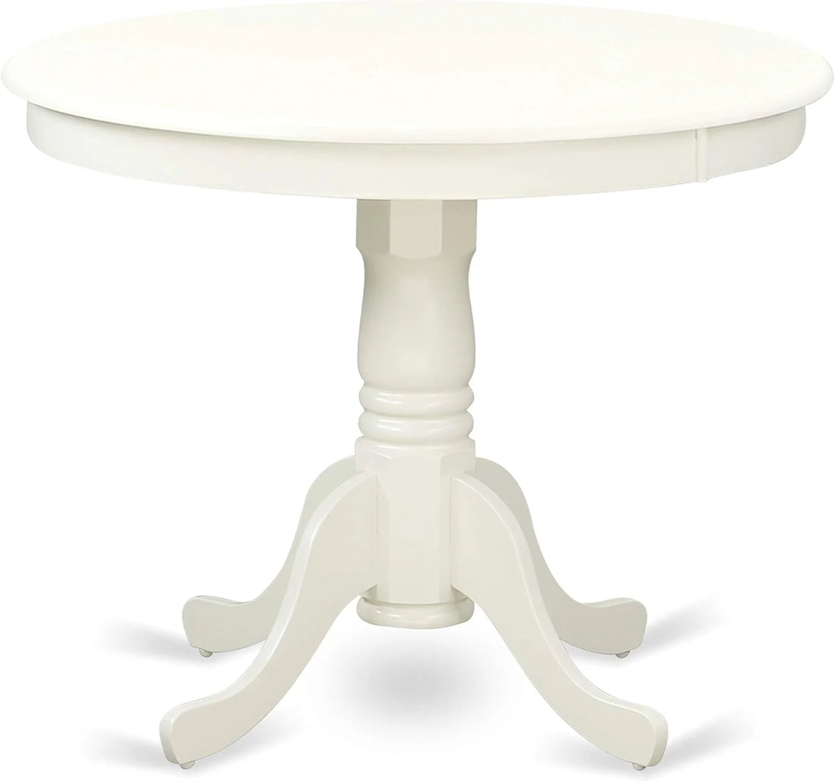 Round Kitchen Table with Pedestal and 2 Dining Chairs, 36X36 Inch, Linen White P409
