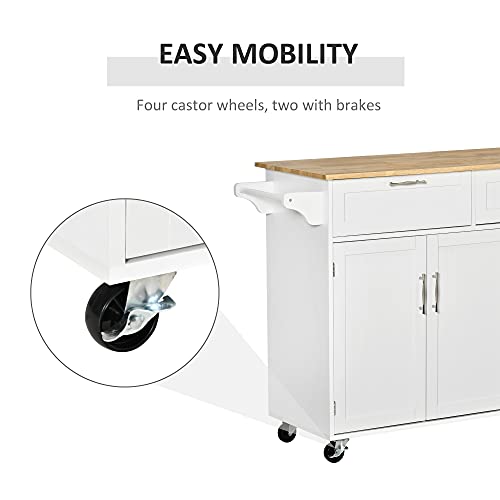 White Mobile Kitchen Island with Storage O156