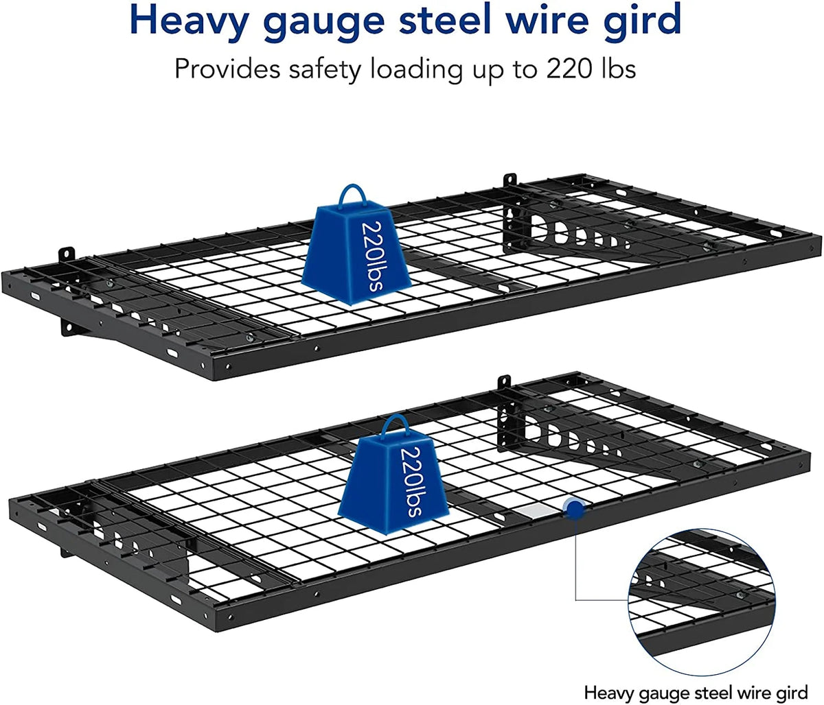 2x4ft Black Bike Storage Rack Wall Shelves, 2-Pack M571