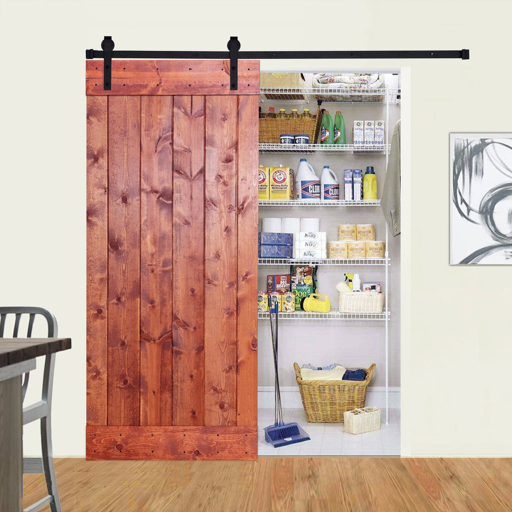 Paneled Wood Barn Door with Installation Hardware Kit N8900