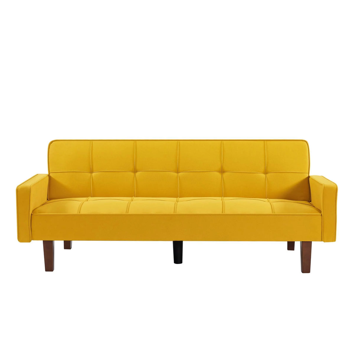 Yellow Linen Convertible Sleeper Sofa with Removable Armrests H7318