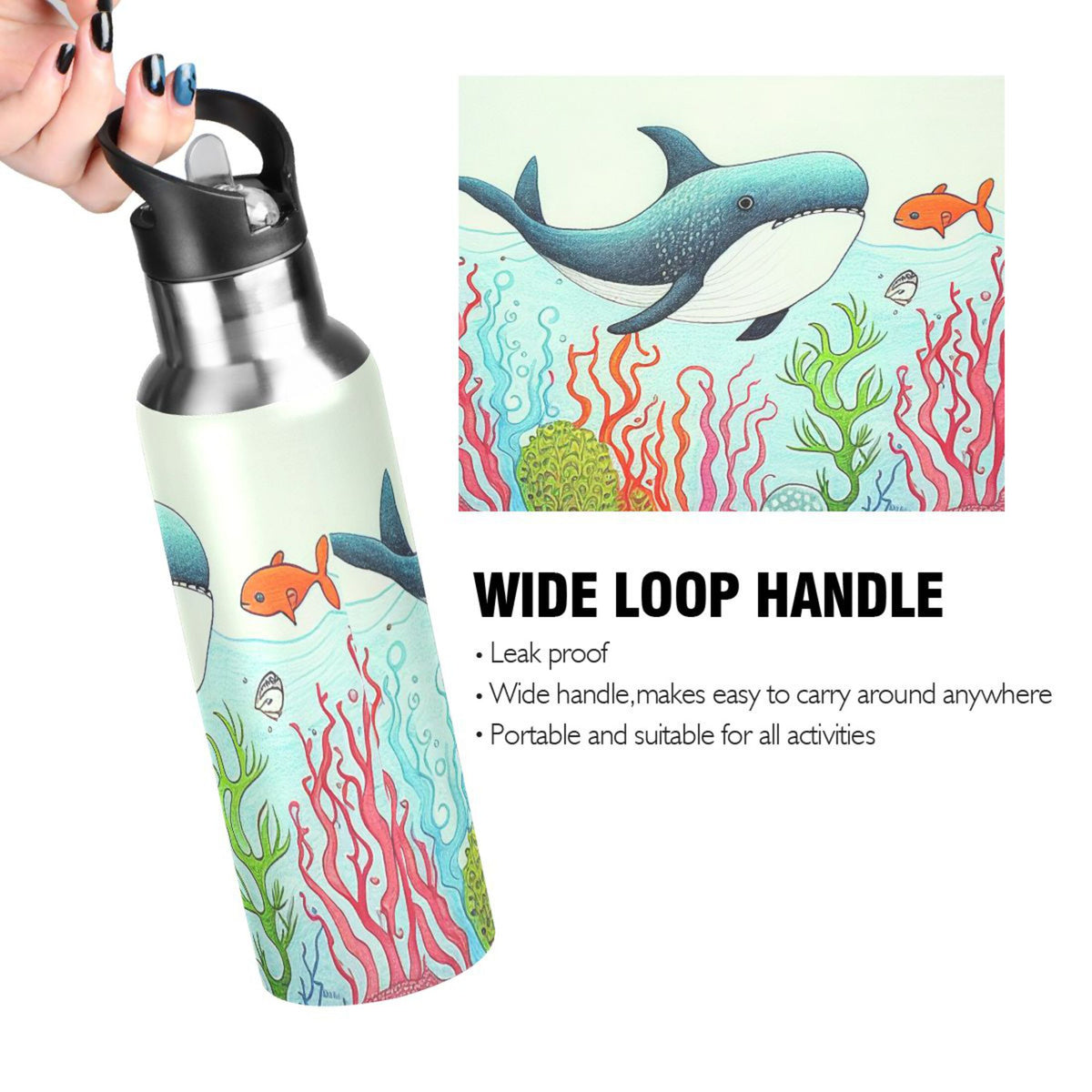 20 oz Insulated Stainless Steel Kids Bottle with Straw Lid Q54647