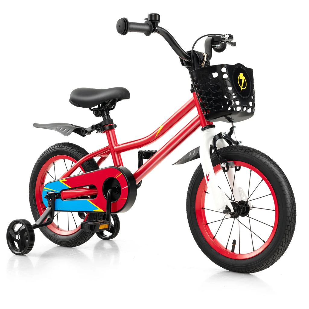 14'' Kid's Bike with Training Wheels & Basket White Y529103