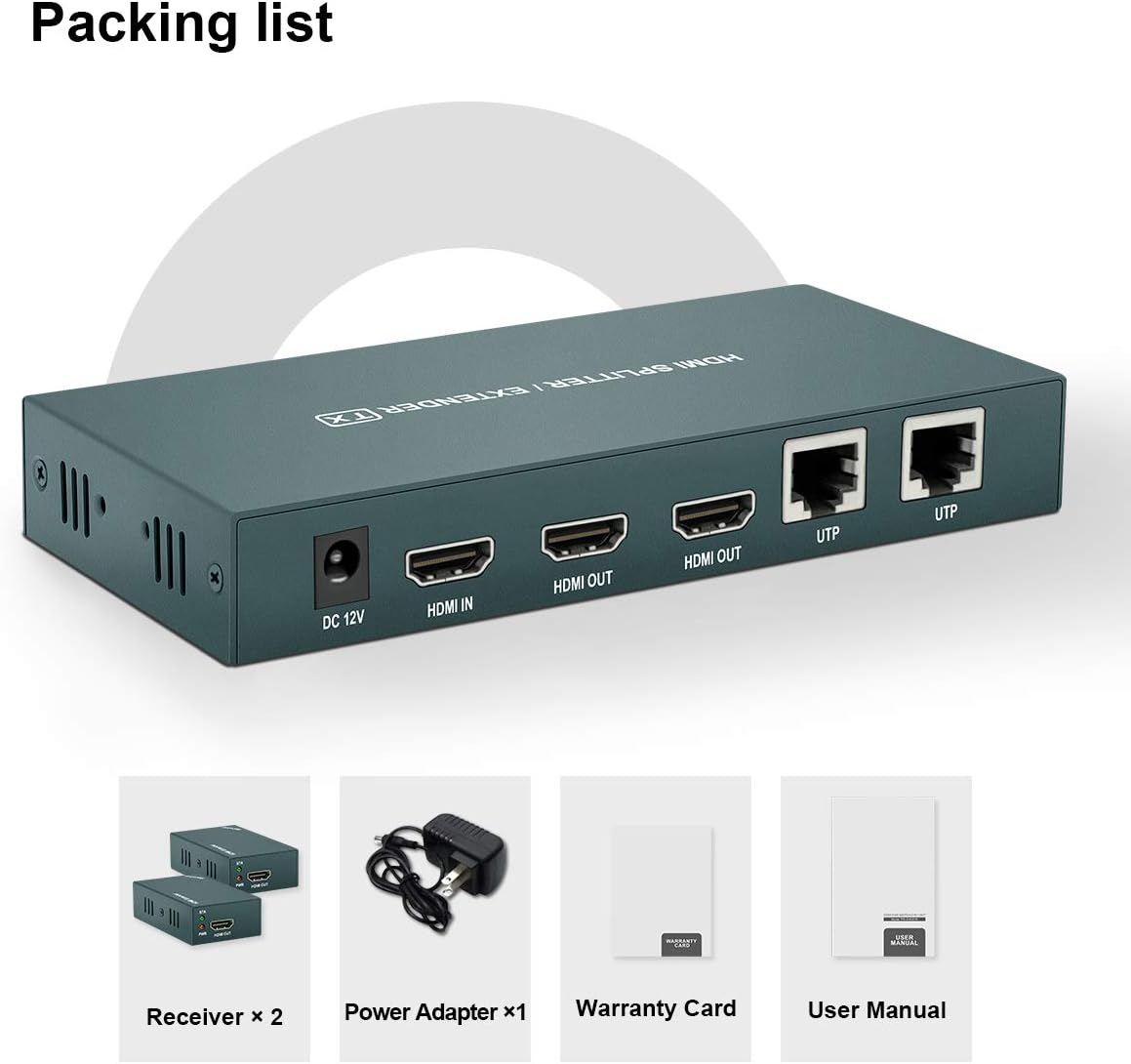 HDMI Extender Splitter 1x2, 165ft (50m) over CAT5e/CAT6/CAT7 Cable E6417