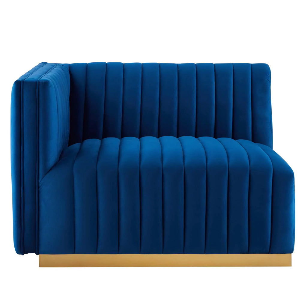 Gold Navy Velvet 5-Piece Sectional O1270