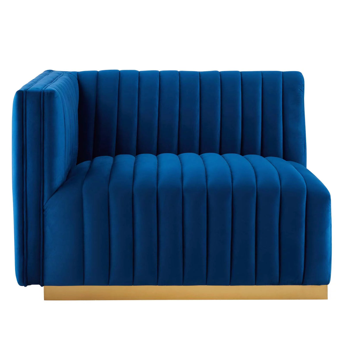 Gold Navy Velvet 5-Piece Sectional O1270
