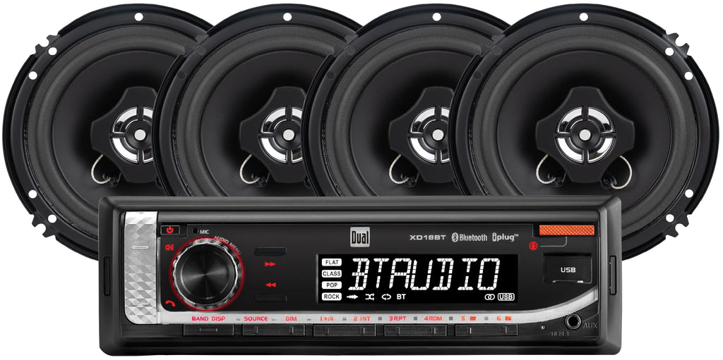 Single DIN Car Stereo and 6.5 Coaxial Speakers Bundle Z569458