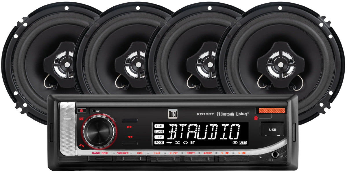 Single DIN Car Stereo and 6.5 Coaxial Speakers Bundle Z569458