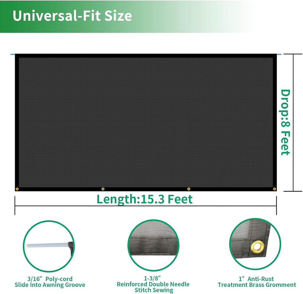 RV Awning Shade Screen Kit 8'x15'3 Pack of 2 K914