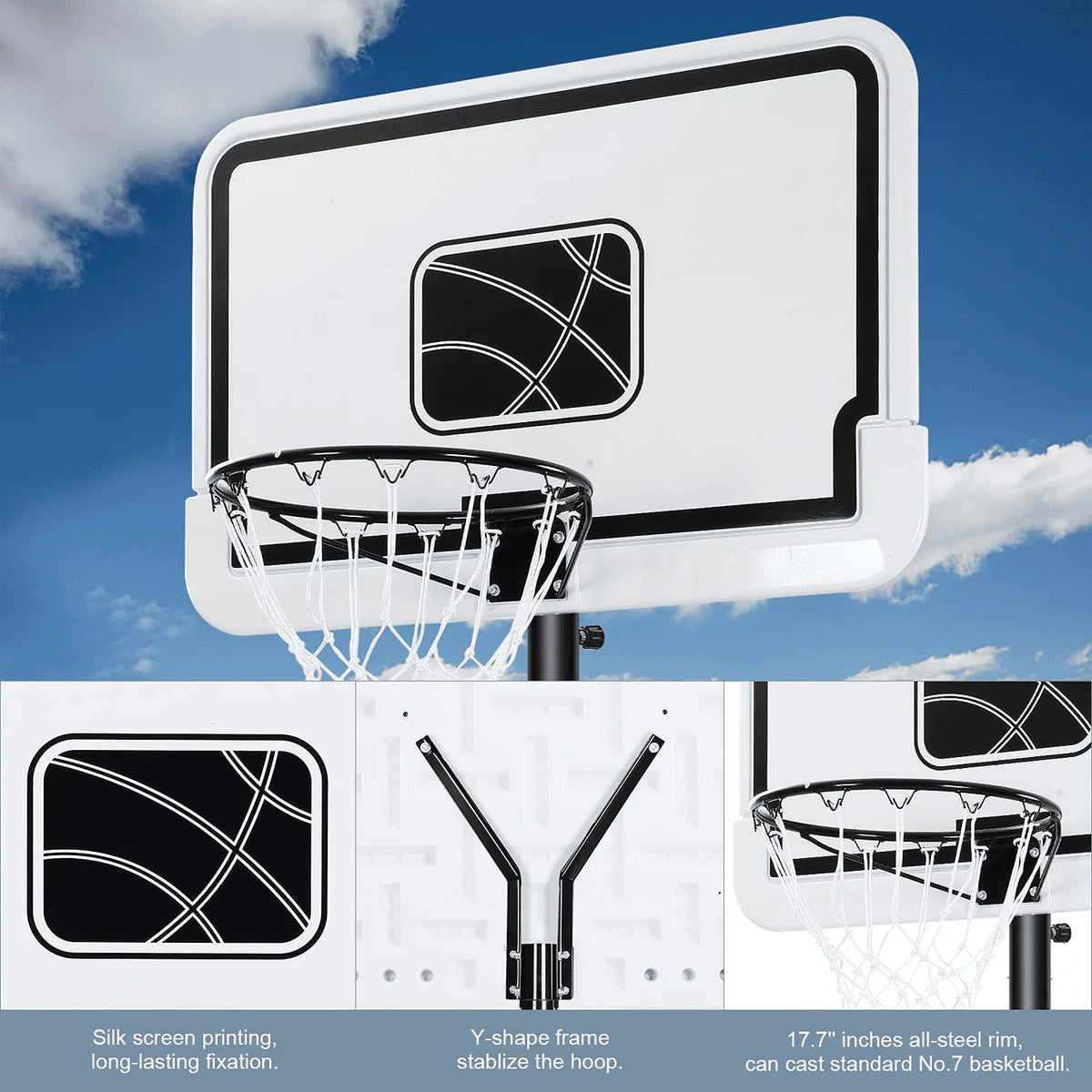 44'' Portable Height Adjustable Basketball Hoop E100