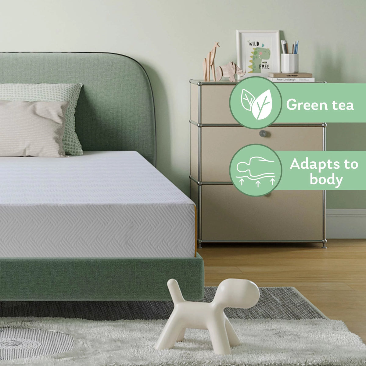 Black 8 inch Twin Size Gel Memory Foam Mattress T1511