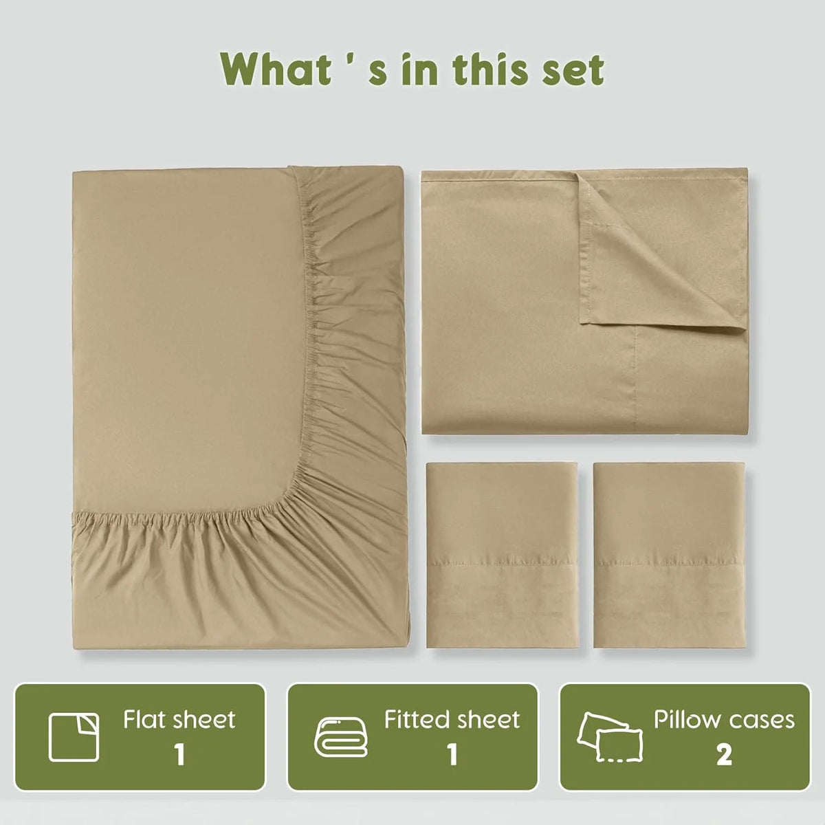 King Size 4 PC Cotton Sateen Bed Sheet Set with 16" Deep Pocket U28781