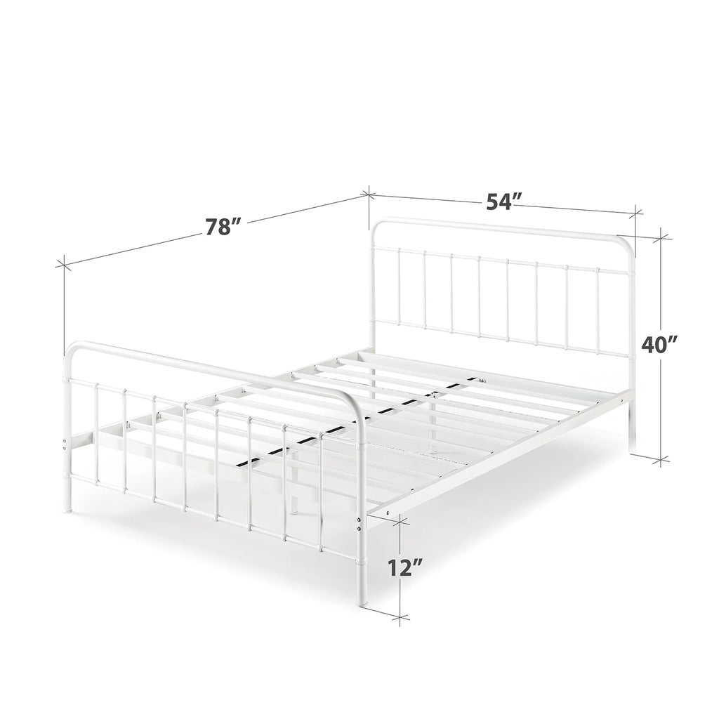 White Full Metal Platform Bed Frame S70958