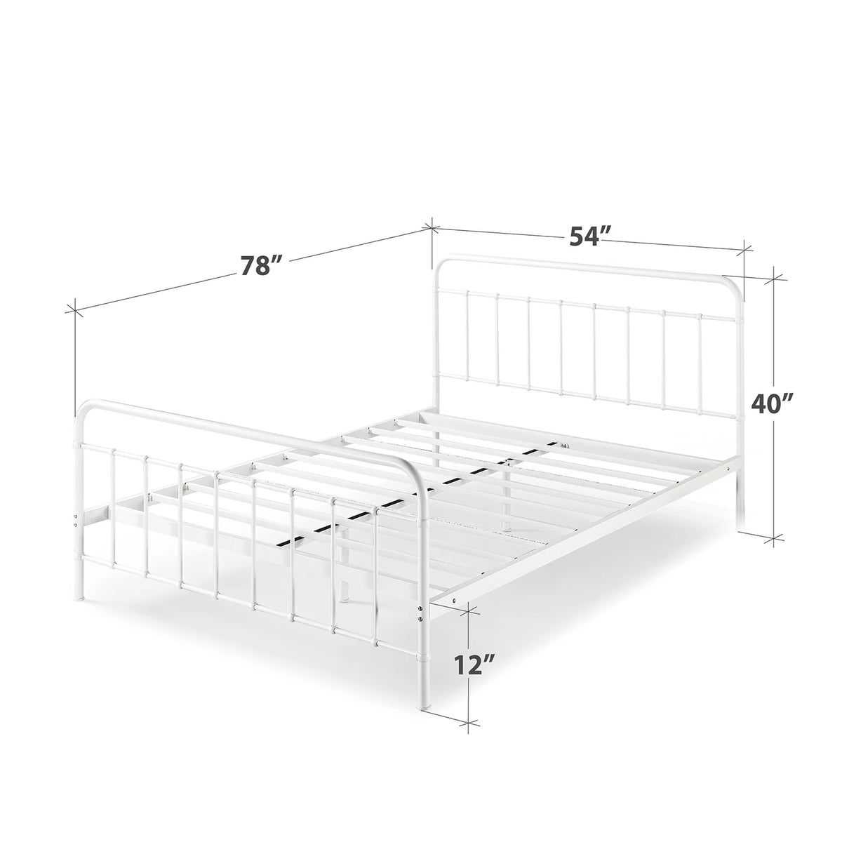 White Full Metal Platform Bed Frame S70958