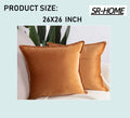 Set of 2 Velvet Decorative Throw Pillow Covers Square with Fringe Cushion Case K9212