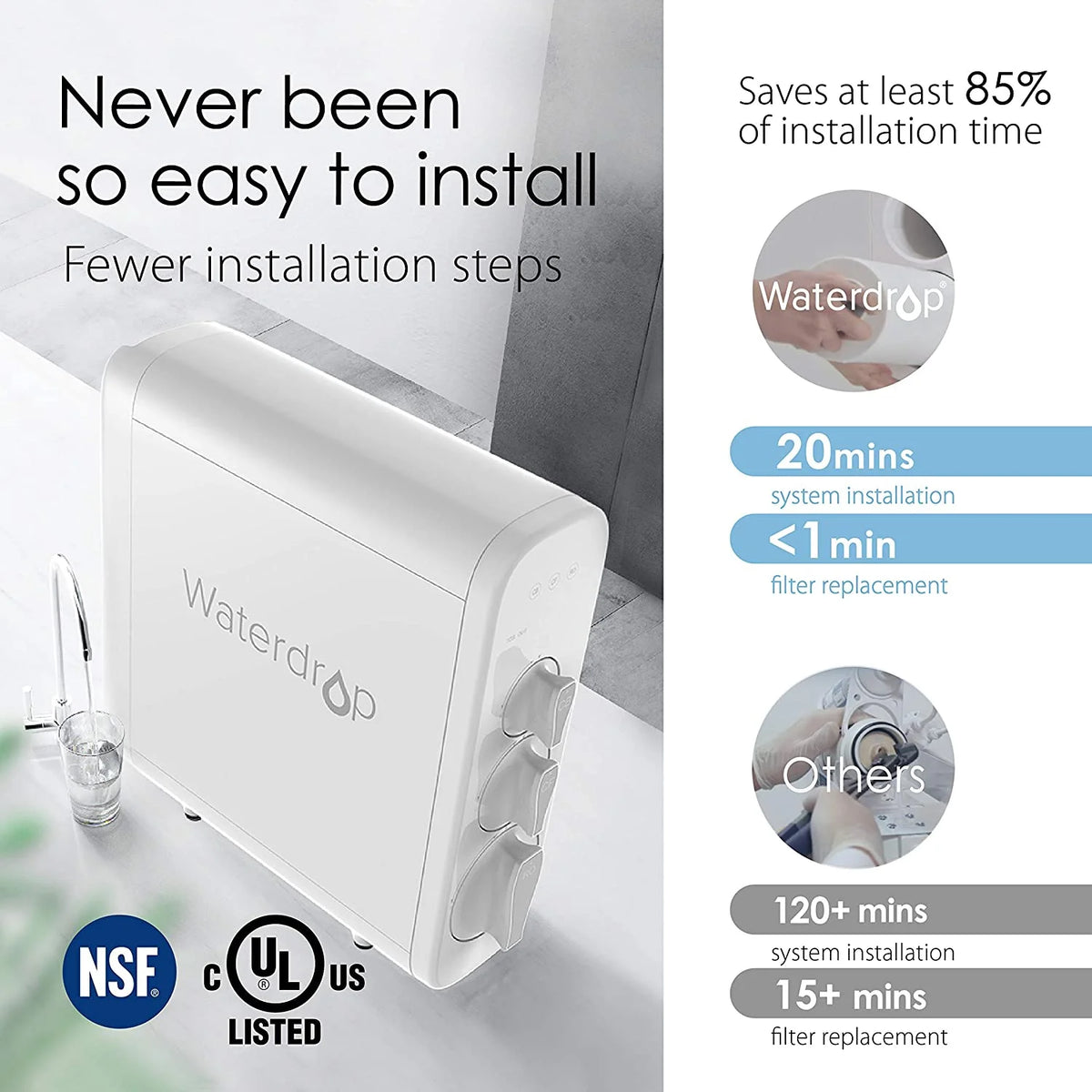 Tankless 7 Stage Reverse Osmosis Drinking Water Filtration System with Smart Faucet U21904