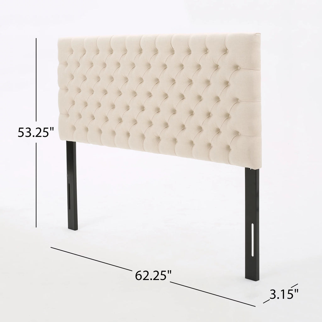 Beige Fabric Queen Full Headboard T53678
