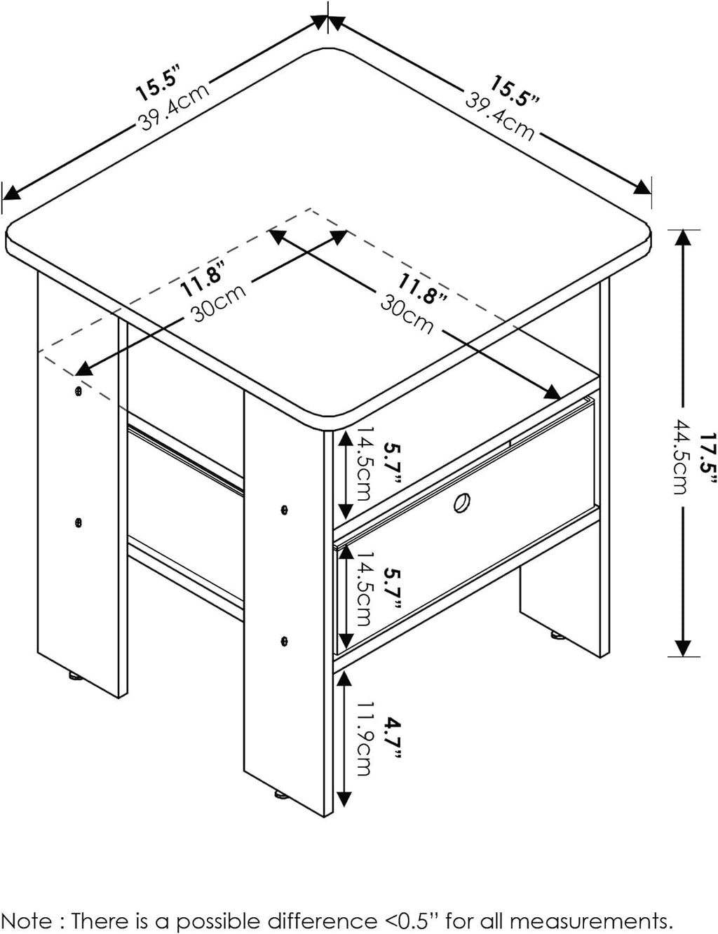 2-Pack Bin Drawer End Table Nightstand Z718