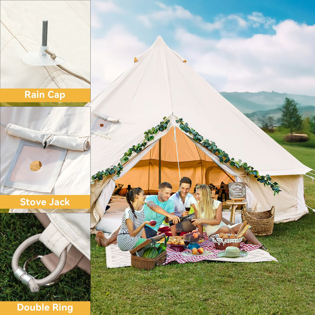 4 Seasons Waterproof Cotton Camping Tent with Stove Jacks G46024
