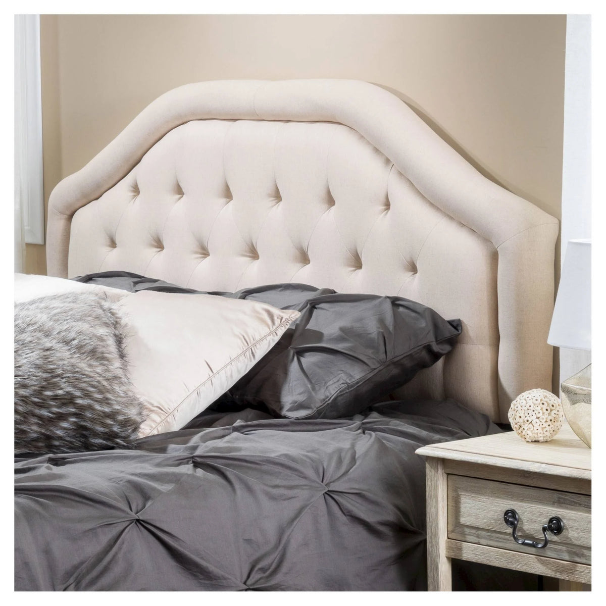 Beige Tufted California King Headboard V7326