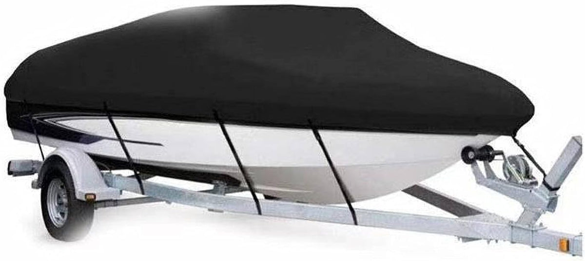 Heavy Duty 600D Marine Grade Polyester Canvas Trailerable Waterproof UV Resistant Boat Cover, 14'-16', Gray, Pack of 2 U535