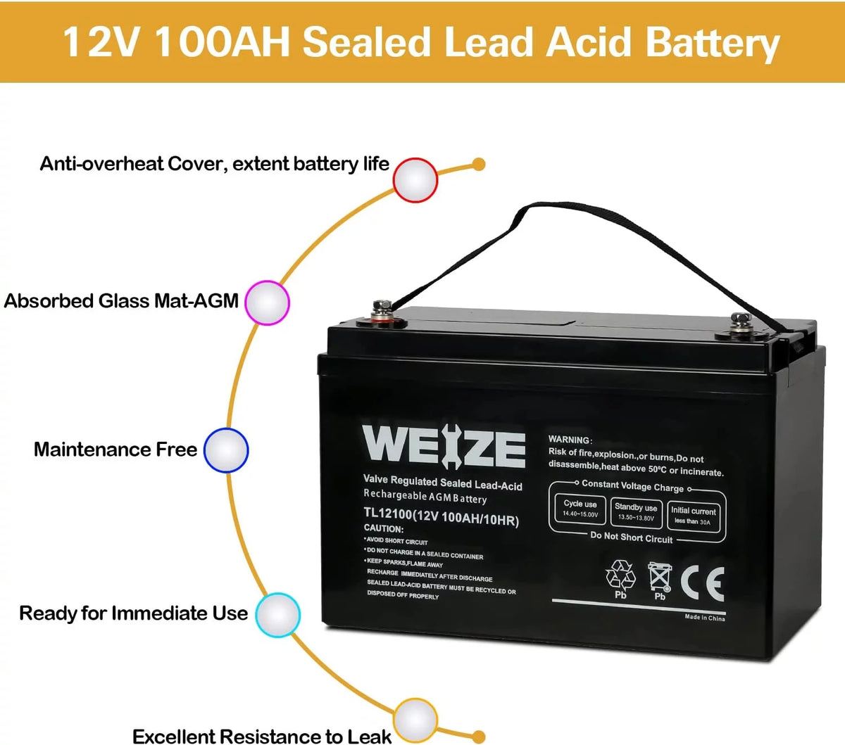 12V 100AH Sealed Lead Acid Rechargeable Deep Cycle SLA AGM Battery B6684