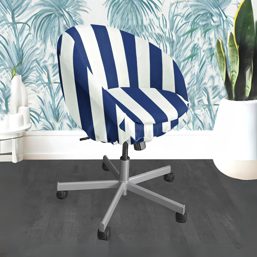 Navy Blue Stripe Chair Slip Cover L348