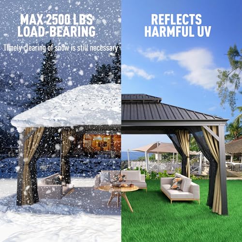 10' x 12' Aluminum Gazebo with Mosquito Net and Privacy Sidewalls R45796