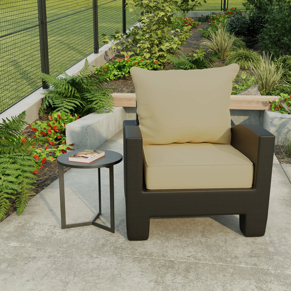 Antique Beige Square Outdoor Deep Seating Cushion and Back Cushion 2-Piece Set D35437