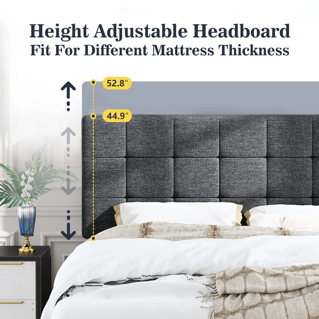Queen Size Grey Upholstered Panel Bed Frame W105200
