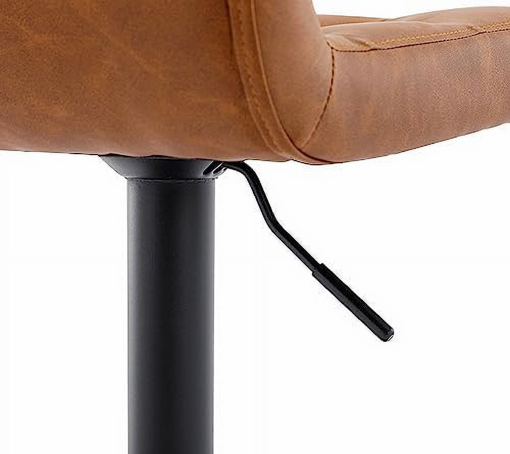 Black Faux Leather Swivel Counter Height Stools with Footrest R55805