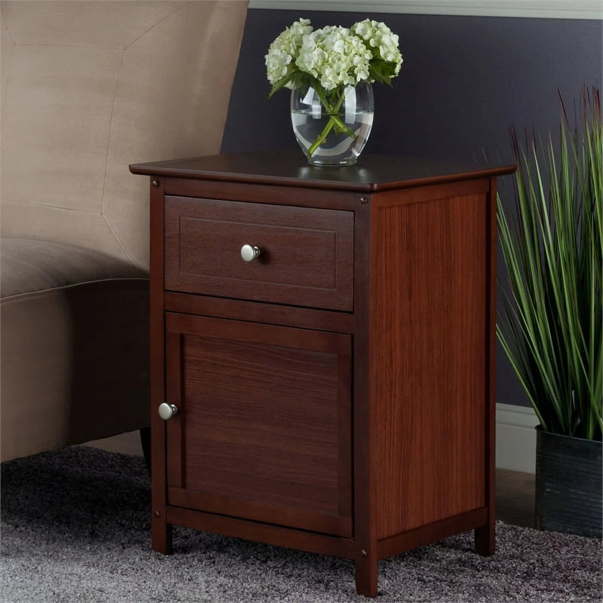 Set of 2 Antique Walnut Nightstand Y2456