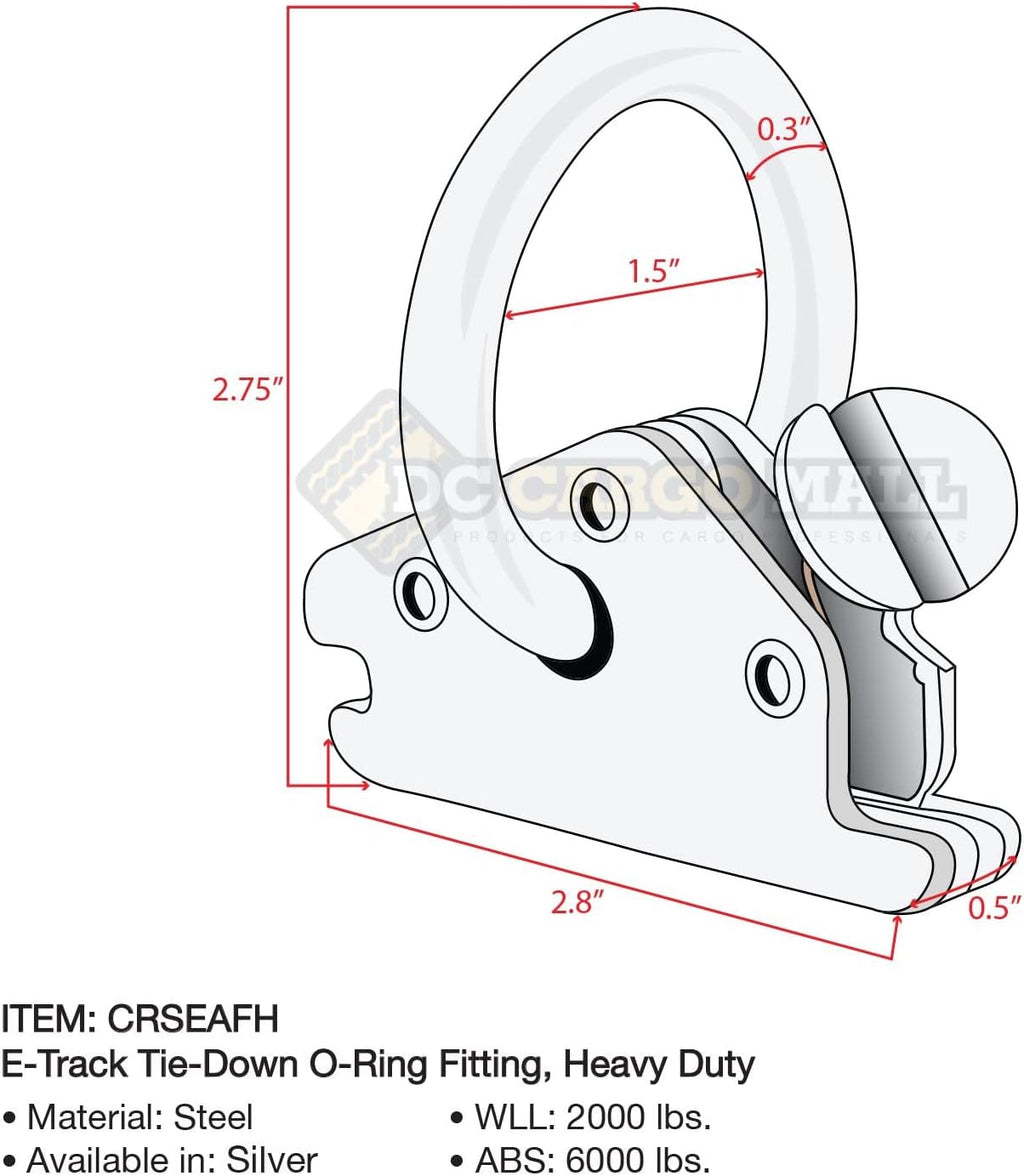 20 Heavy Duty Steel E-Track O-Ring Tie-Down Anchors with Spring Fittings G80456