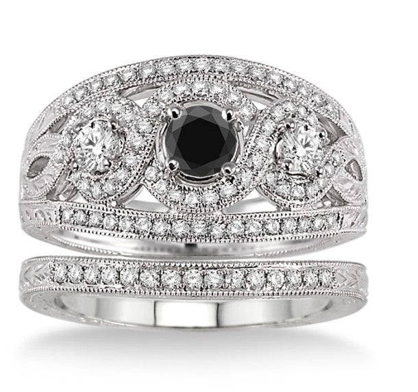 Black Diamond Trilogy Ring on 10k White Gold G600645