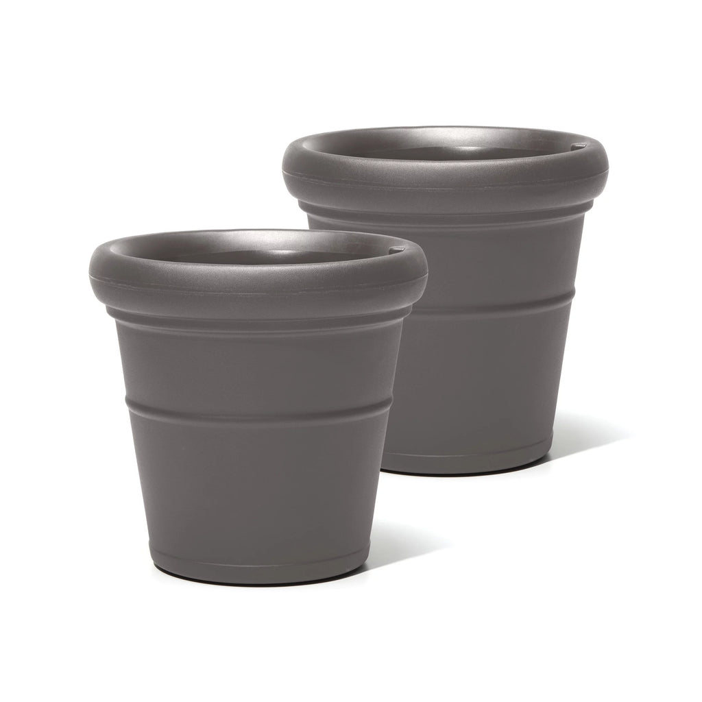 Dark Cedar Round Indoor Outdoor Plastic Flower Planter E278